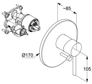 Встраиваемый смеситель для ванны и душа Kludi Bozz хром 386500576